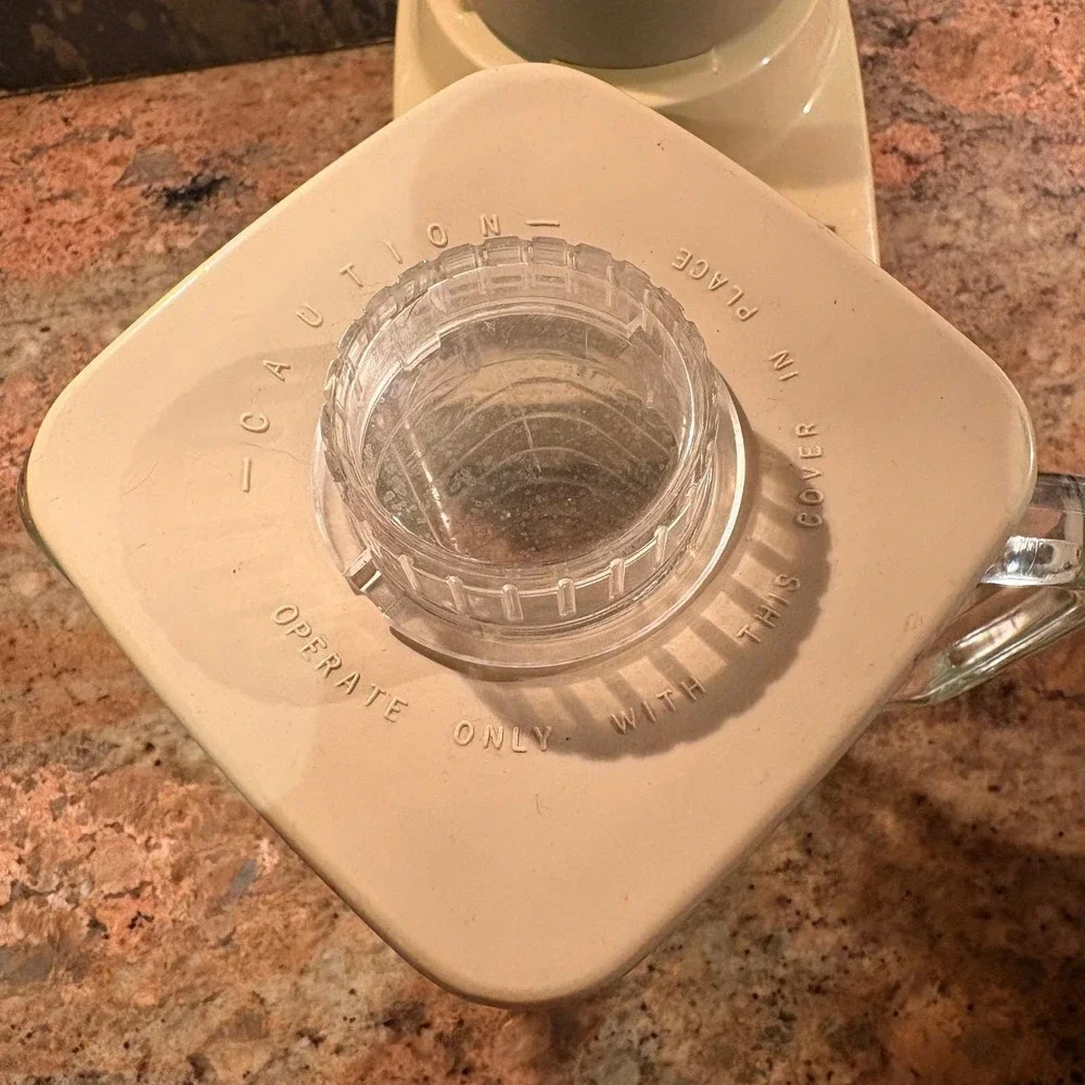 Vintage 70s Osterizer Cycle 10 Speed Blender Model 828 Almond Glass Pitcher